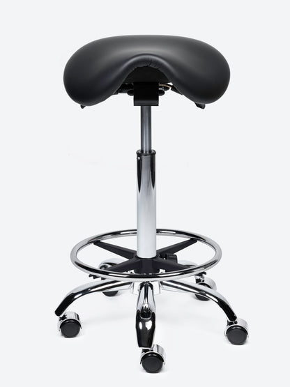 Ergonomische kantelbare Zadelkruk Zwart op wielen