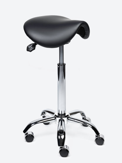 Ergonomische kantelbare Zadelkruk Zwart op wielen