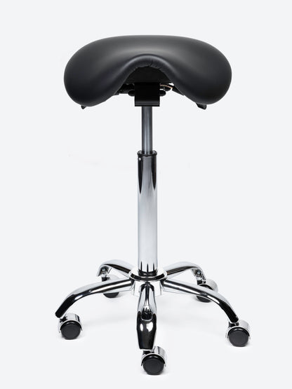 Ergonomische kantelbare Zadelkruk Zwart op wielen