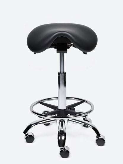 Ergonomische kantelbare Zadelkruk Zwart op wielen