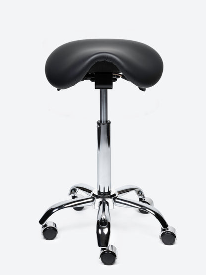Ergonomische kantelbare Zadelkruk Zwart op wielen