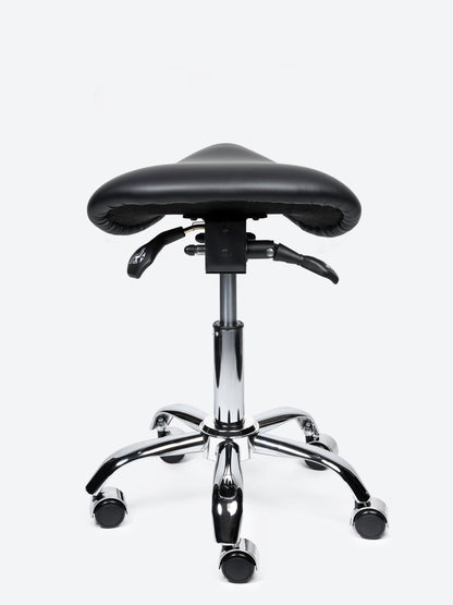 Ergonomische kantelbare Zadelkruk Zwart op wielen