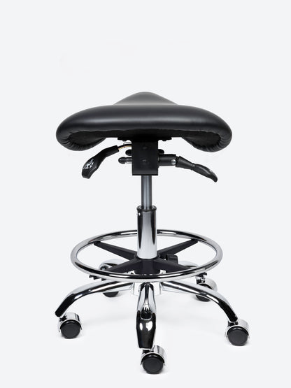 Ergonomische kantelbare Zadelkruk Zwart op wielen