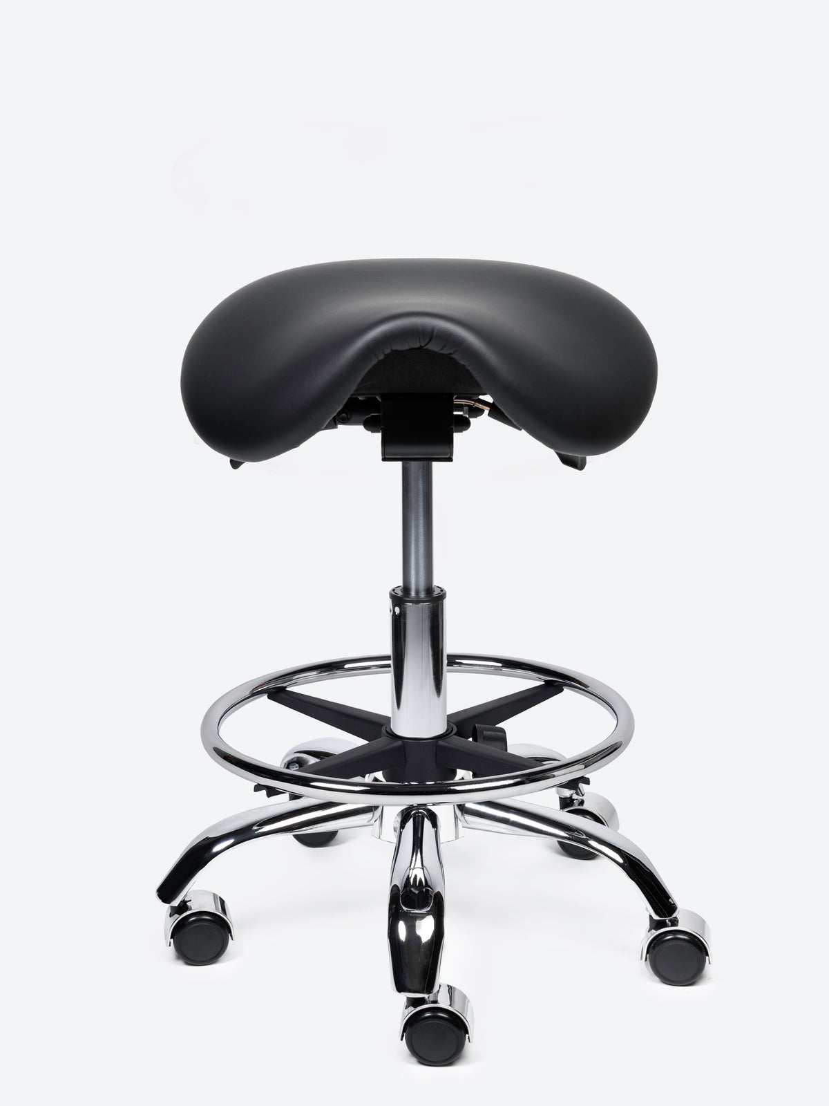 Ergonomische kantelbare Zadelkruk Zwart op wielen