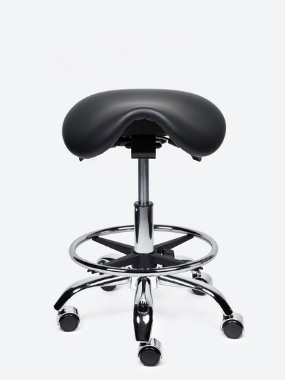 Ergonomische kantelbare Zadelkruk Zwart op wielen