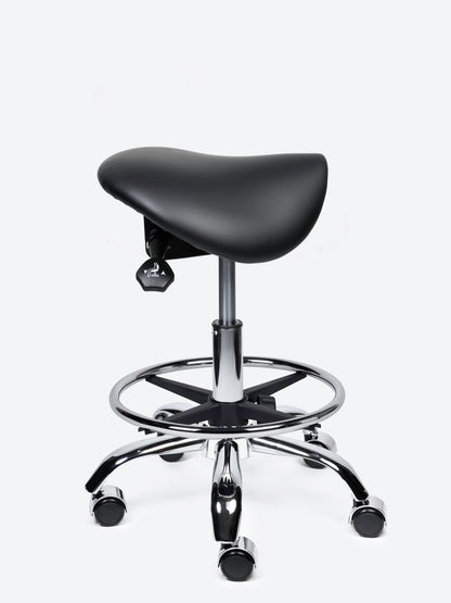 Ergonomische kantelbare Zadelkruk Zwart op wielen