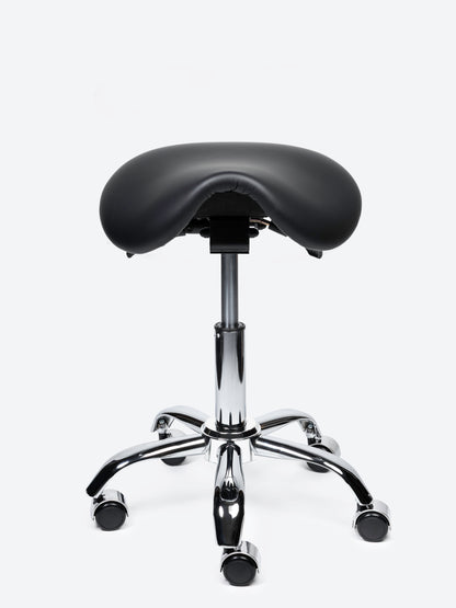 Ergonomische kantelbare Zadelkruk Zwart op wielen