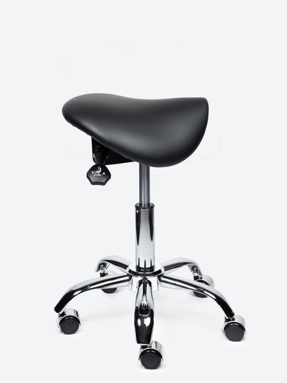 Ergonomische kantelbare Zadelkruk Zwart op wielen