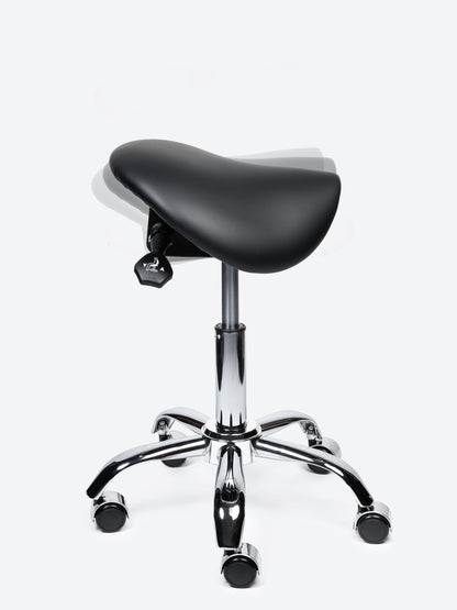 Ergonomische kantelbare Zadelkruk Zwart op wielen