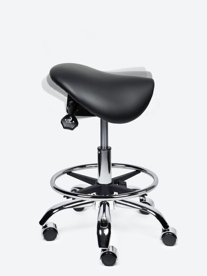 Ergonomische kantelbare Zadelkruk Zwart op wielen