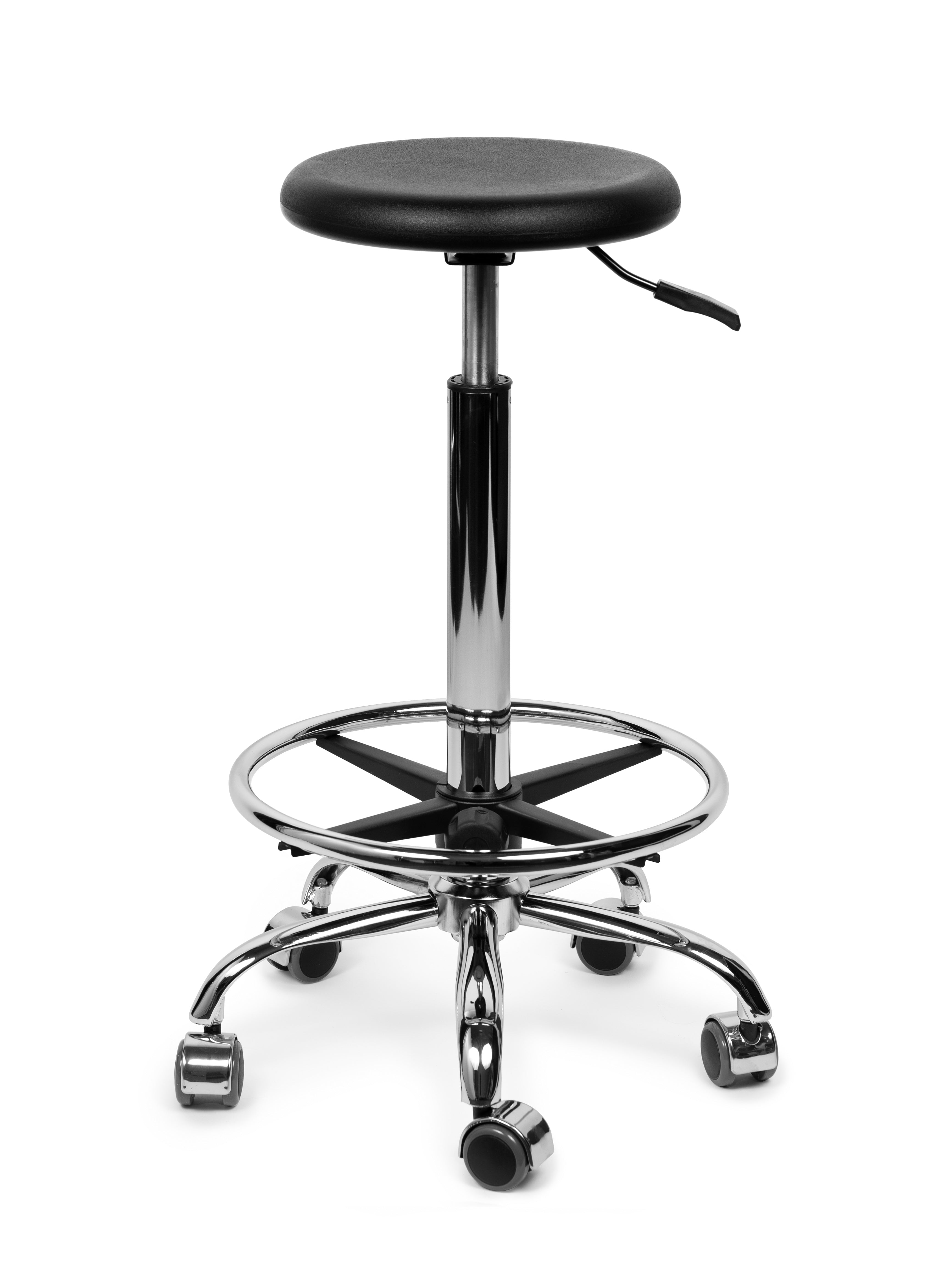 Ergonomische Werkkruk Zwart op Wielen