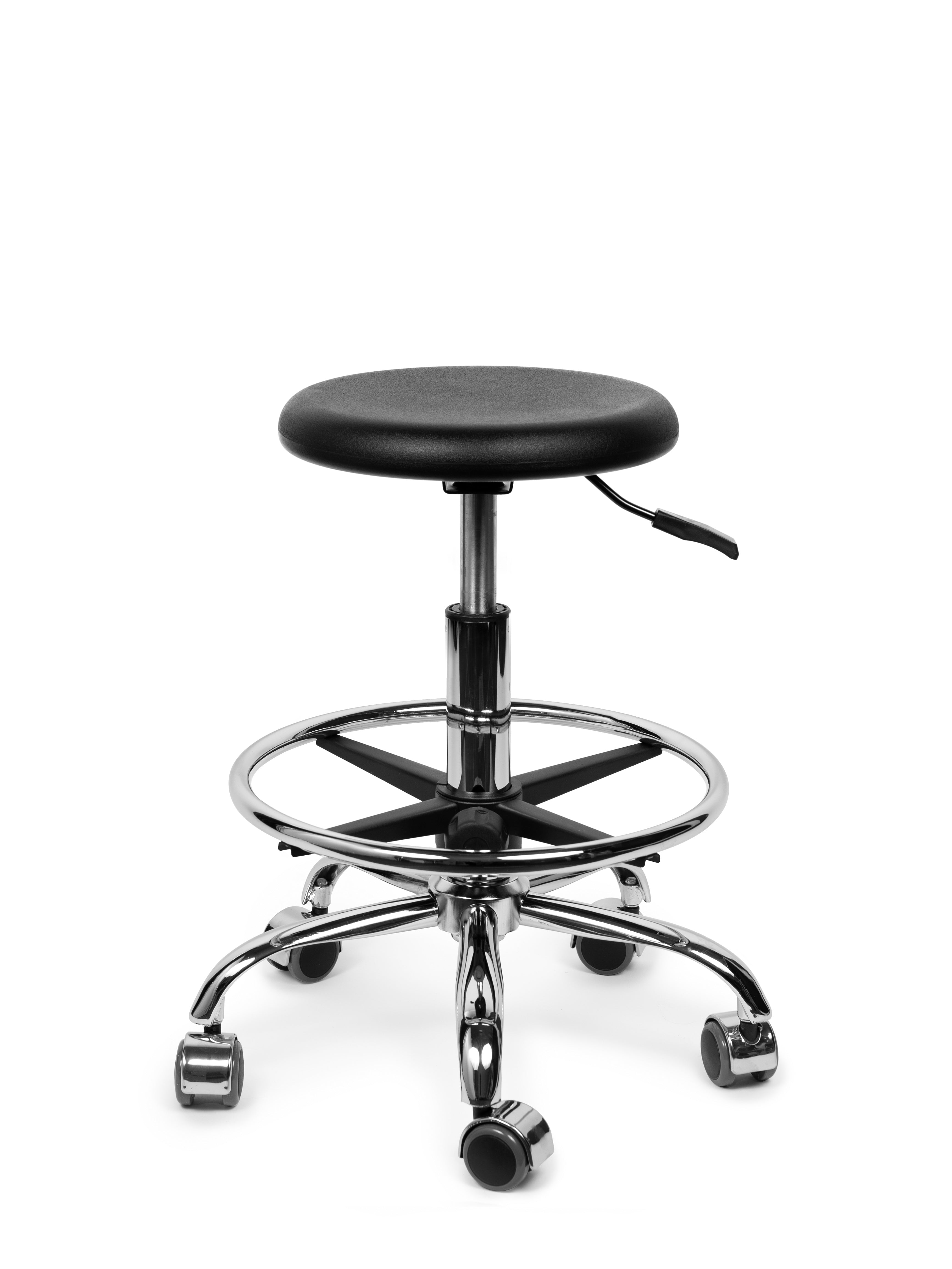 Ergonomische Werkkruk Zwart op Wielen