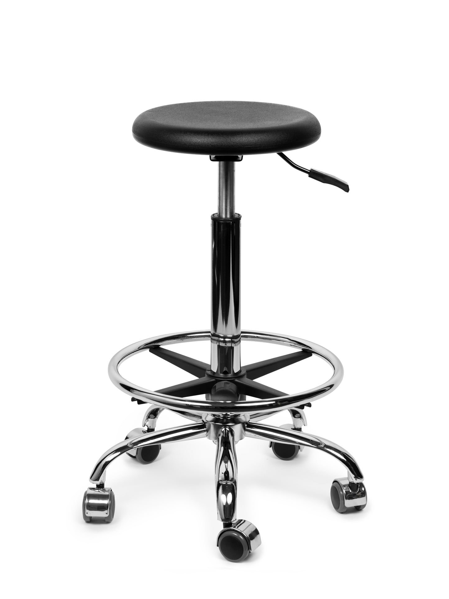 Ergonomische Werkkruk Zwart op Wielen
