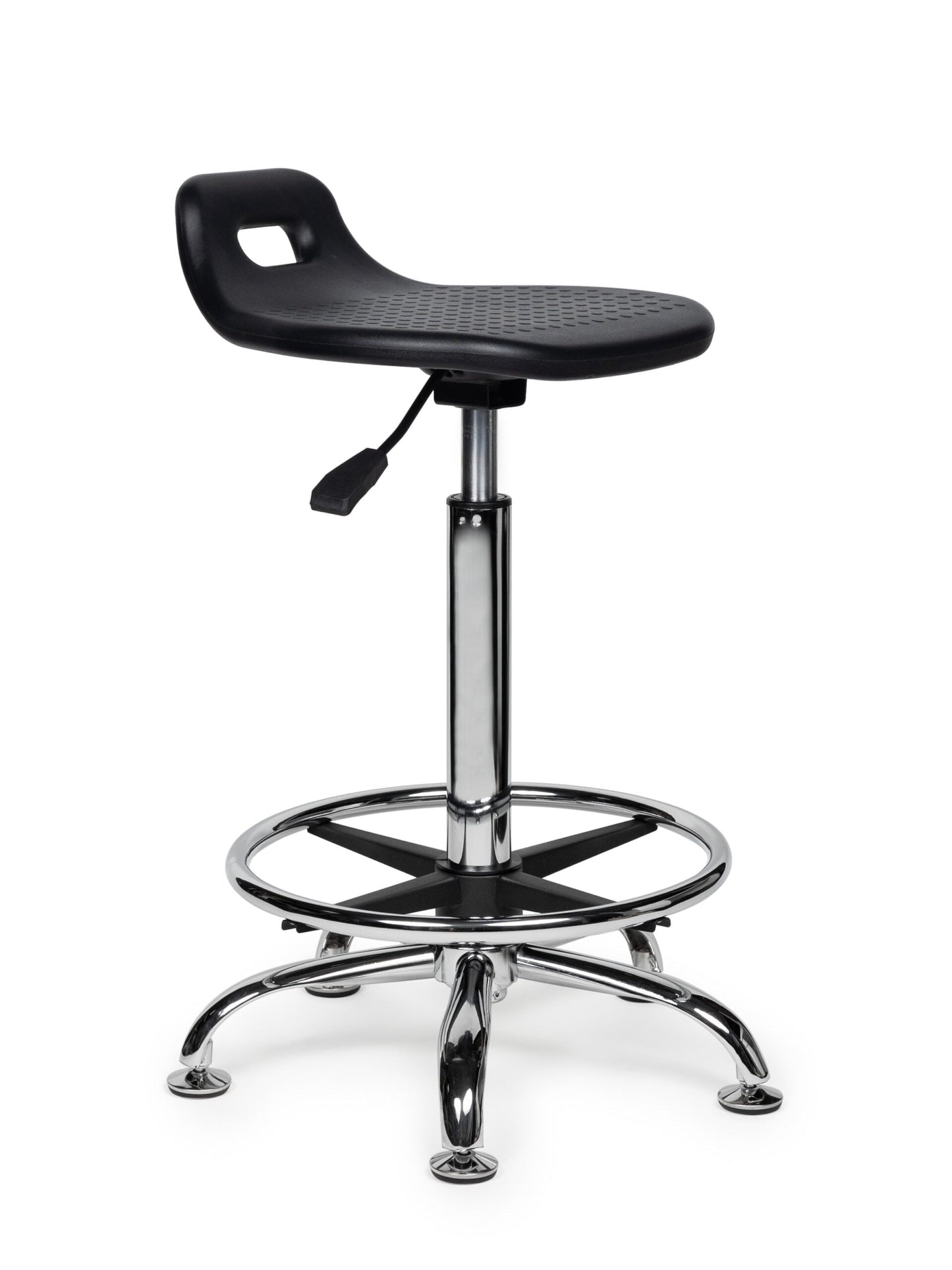 Ergonomische Stahulp Kruk Zwart op Glijdoppen