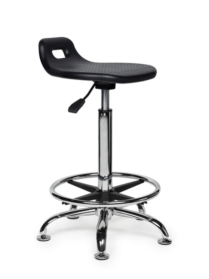 Ergonomische Stahulp Kruk Zwart op Glijdoppen