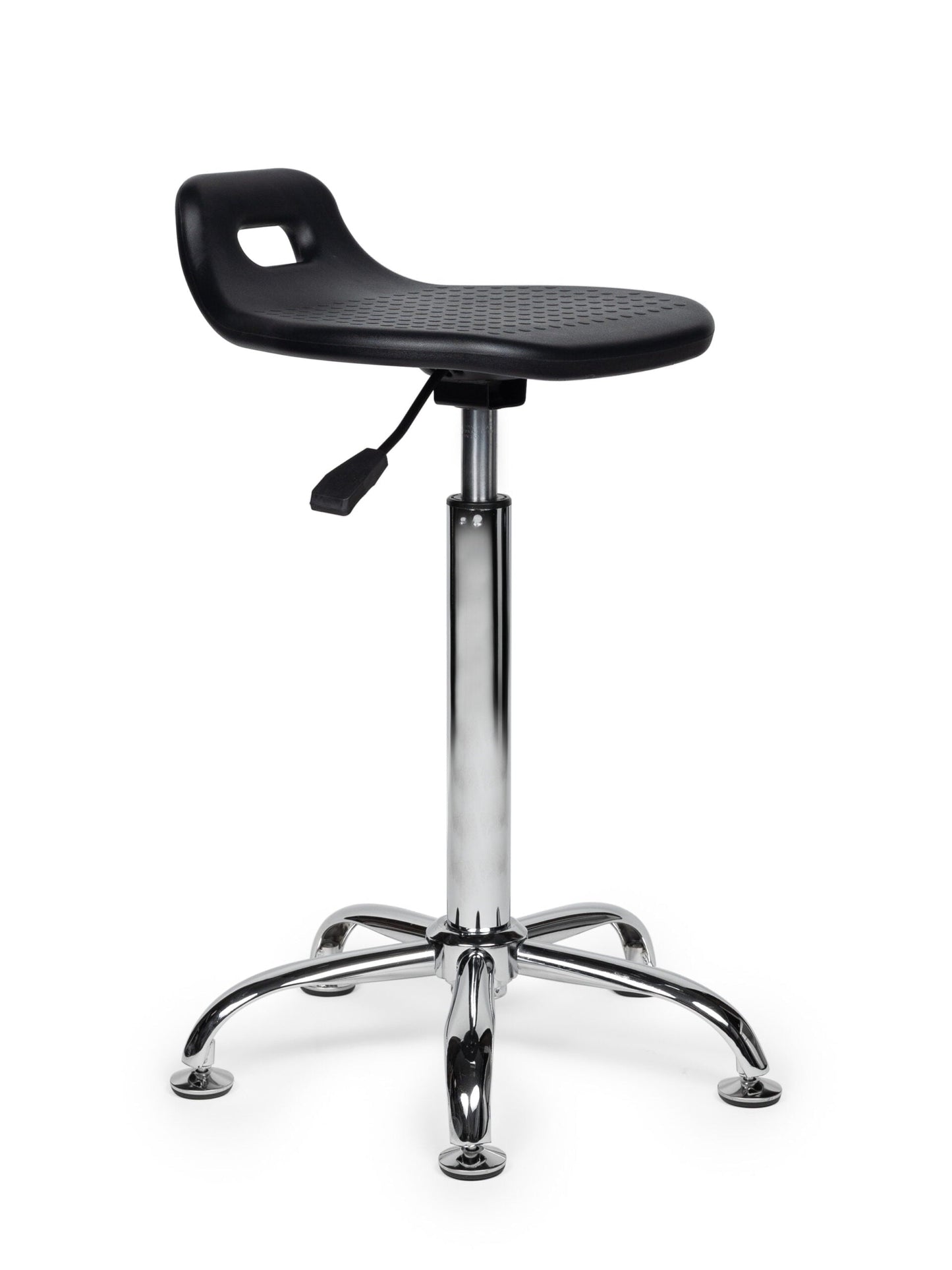 Ergonomische Stahulp Kruk Zwart op Glijdoppen
