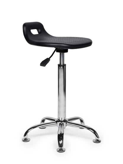Ergonomische Stahulp Kruk Zwart op Glijdoppen