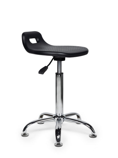 Ergonomische Stahulp Kruk Zwart op Glijdoppen