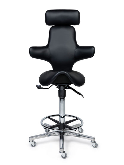 Ergonomische Zadelstoel Luxe Zwart op Wielen