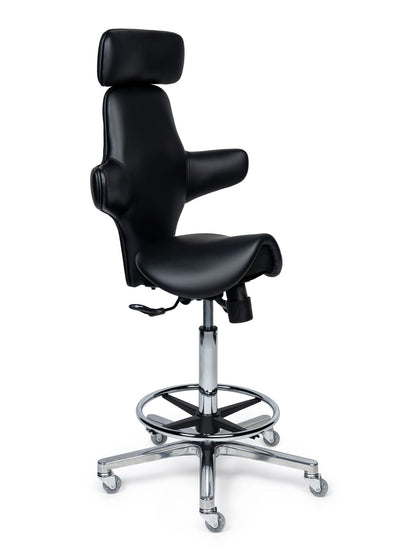 Ergonomische Zadelstoel Luxe Zwart op Wielen