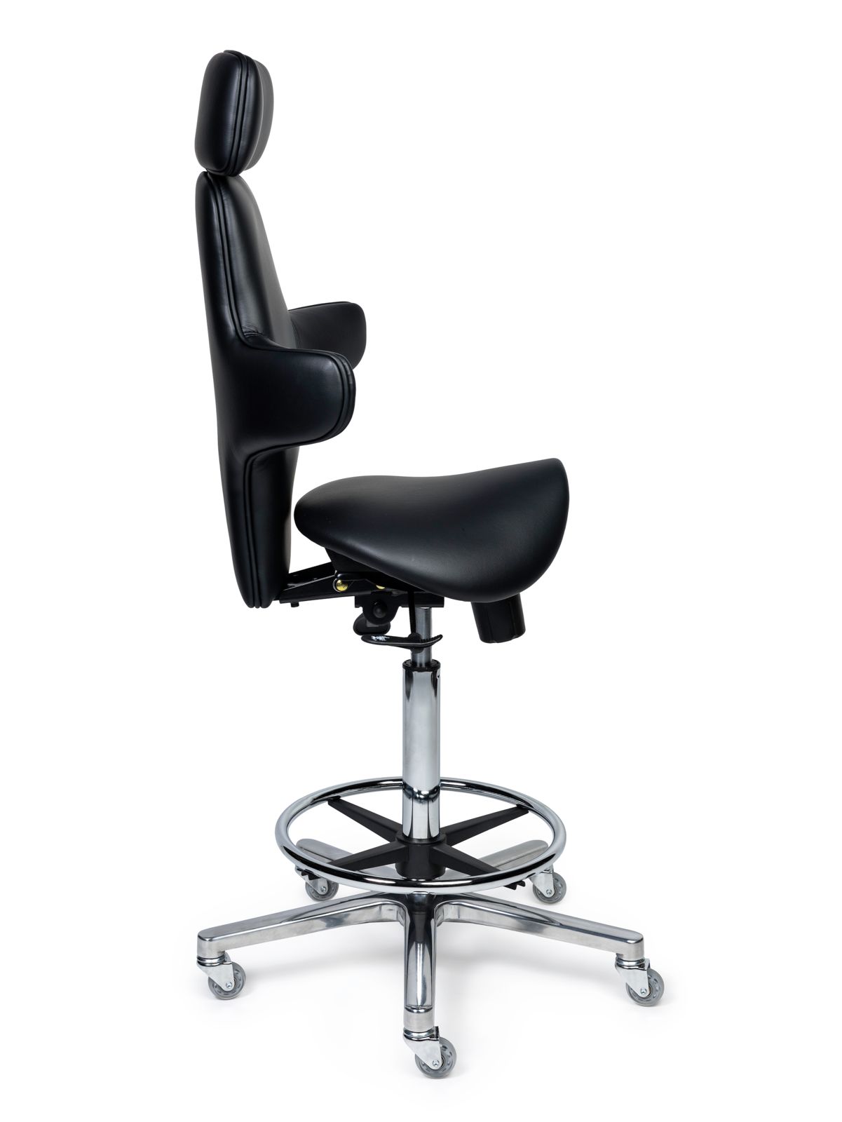 Ergonomische Zadelstoel Luxe Zwart op Wielen