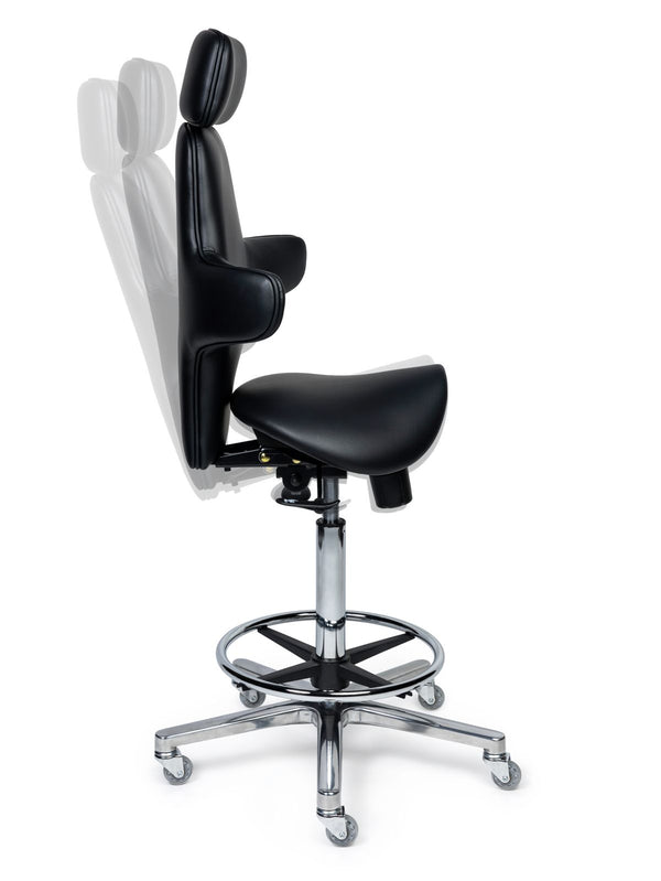 Ergonomische Zadelstoel Luxe Zwart op Wielen