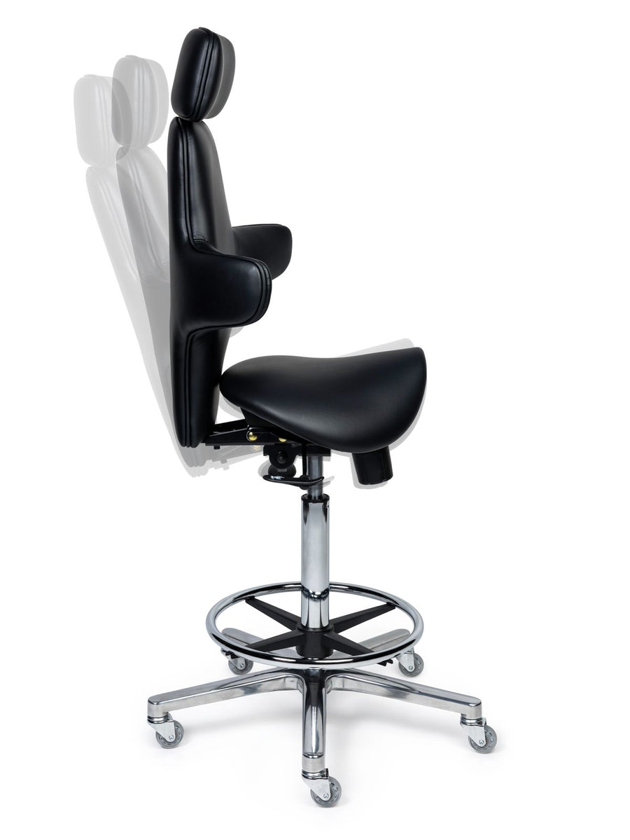 Ergonomische Zadelstoel Luxe Zwart op Wielen