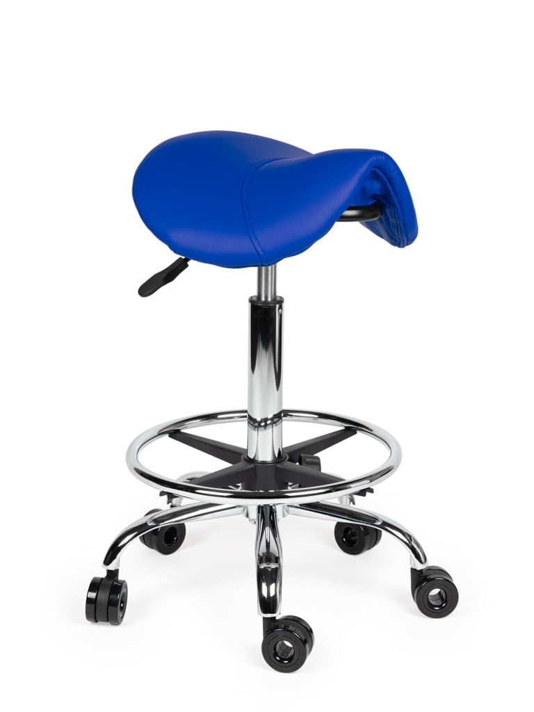 Ergonomische Kapperskruk Blauw op Wielen
