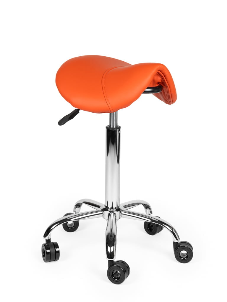 Ergonomische Kapperskruk Oranje op Wielen