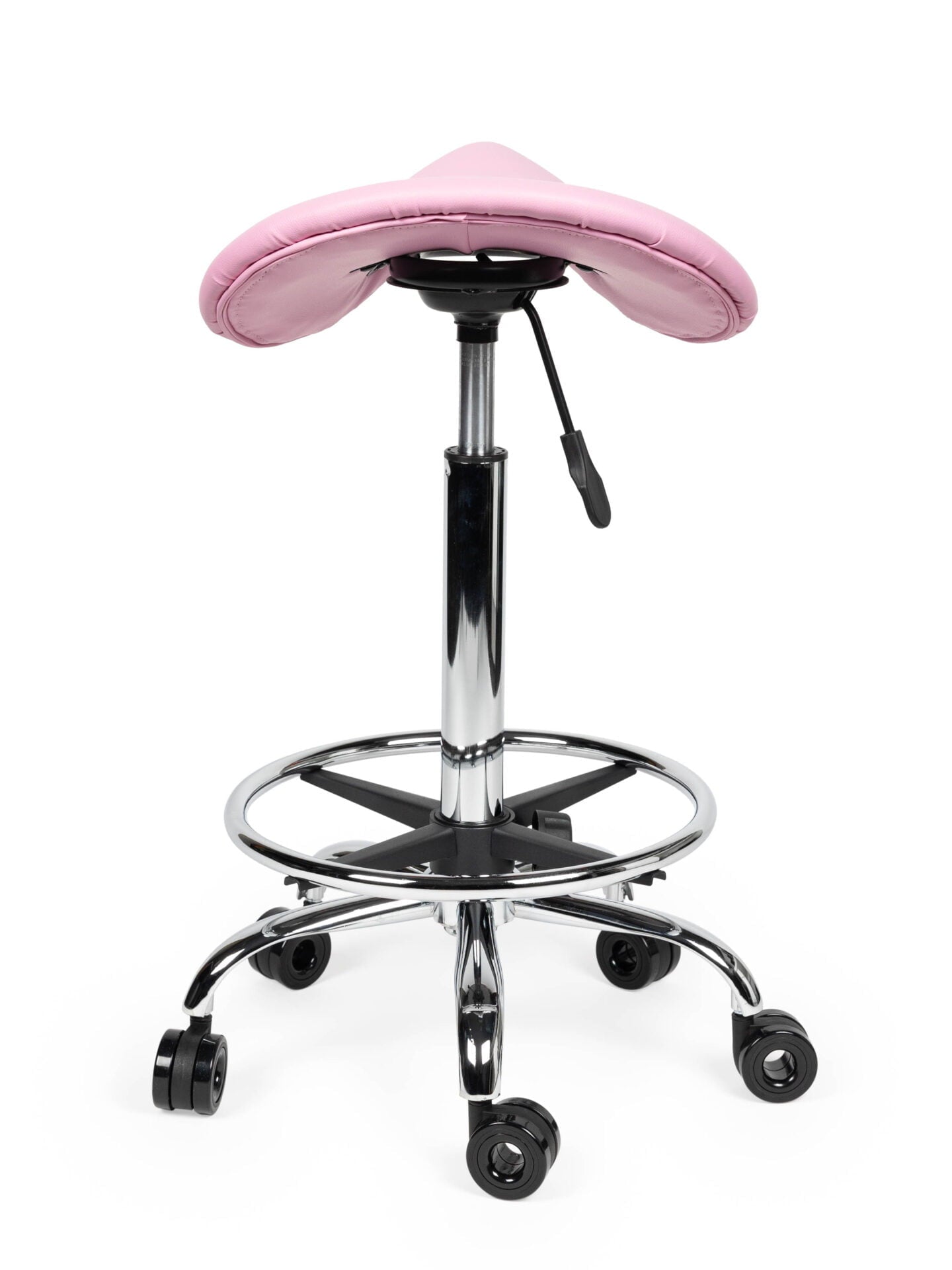 Ergonomische Kapperskruk Roze op Wielen