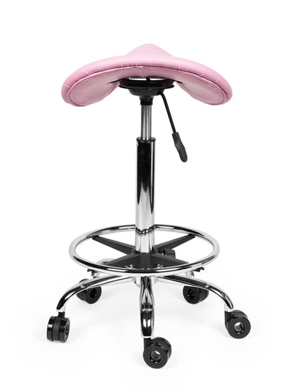 Ergonomische Kapperskruk Roze op Wielen