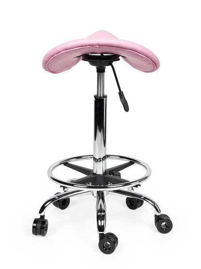 Ergonomische Kapperskruk Roze op Wielen