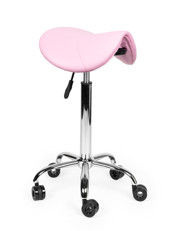 Ergonomische Kapperskruk Roze op Wielen