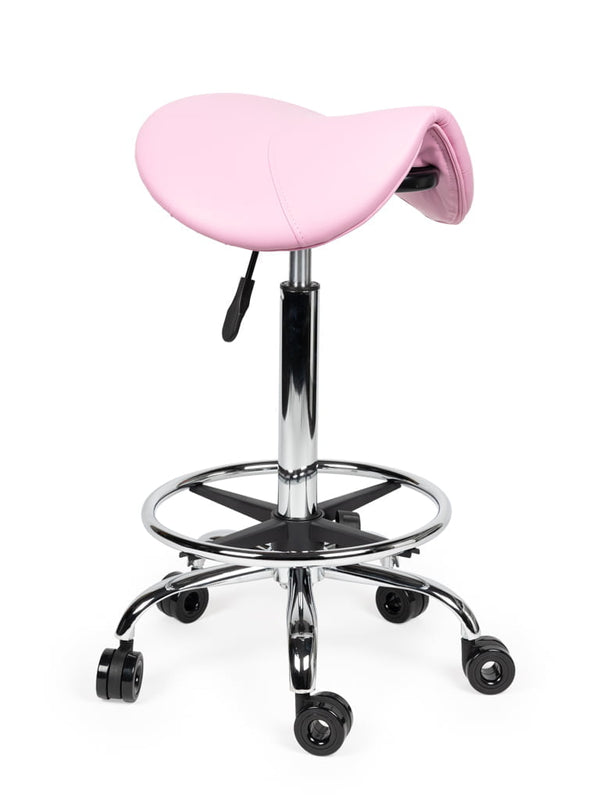 Ergonomische Kapperskruk Roze op Wielen