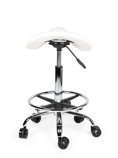 Ergonomische Kapperskruk Wit op Wielen