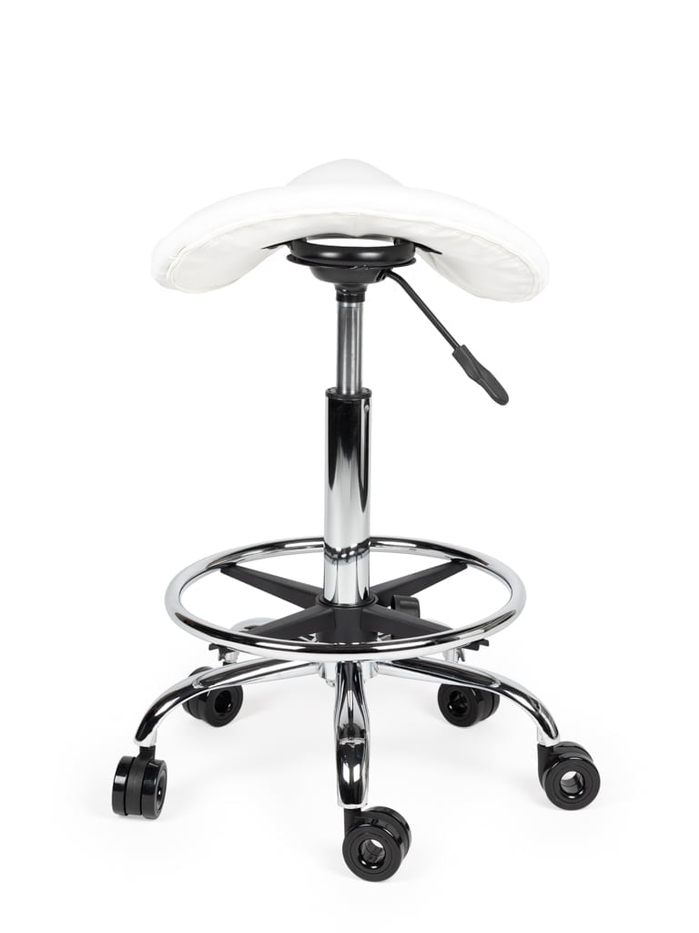 Ergonomische Kapperskruk Wit op Wielen