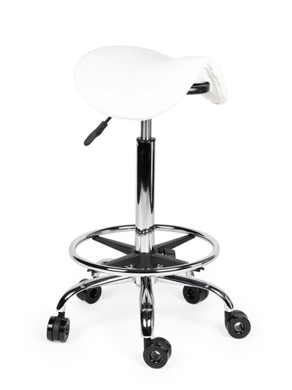 Ergonomische Kapperskruk Wit op Wielen