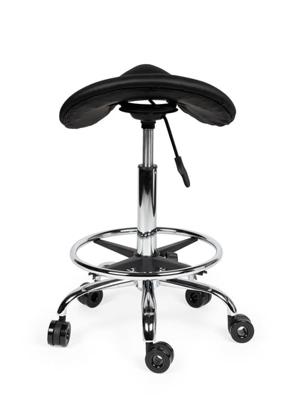 Ergonomische Kapperskruk Zwart op Wielen