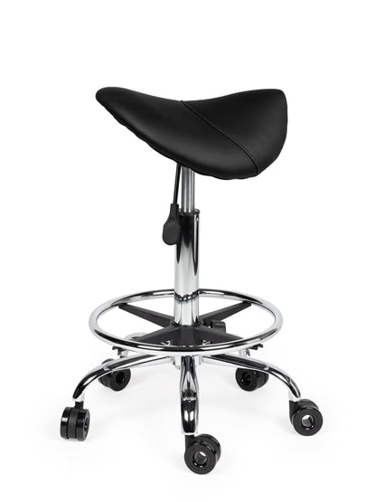 Ergonomische Kapperskruk Zwart op Wielen
