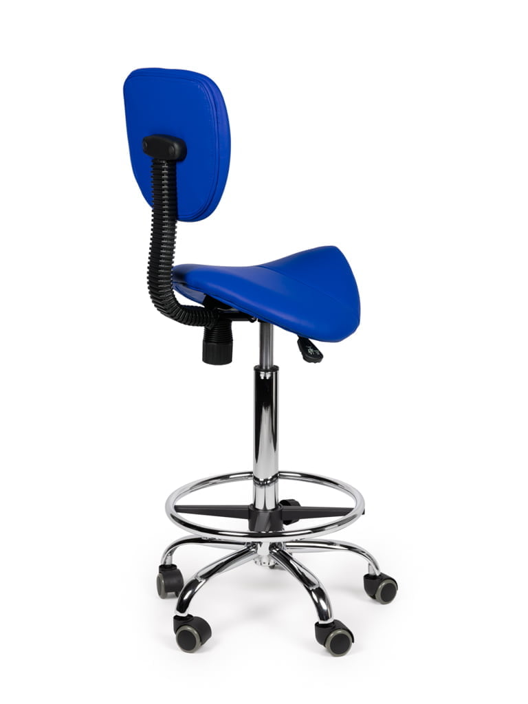 Zadelkruk Rugleuning Hoog Blauw met Voetring