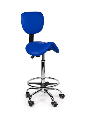 Ergonomische Zadelkruk met Rugleuning Blauw op Wielen