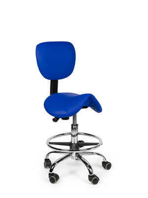 Ergonomische Zadelkruk met Rugleuning Blauw op Wielen