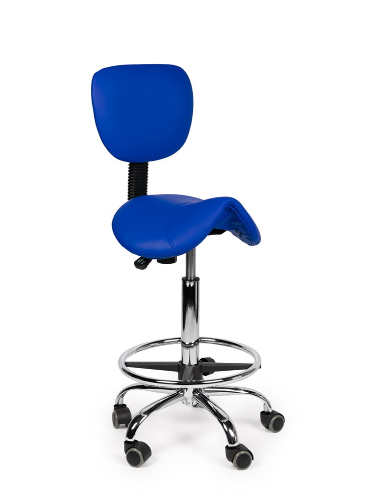 Ergonomische Zadelkruk met Rugleuning Blauw op Wielen