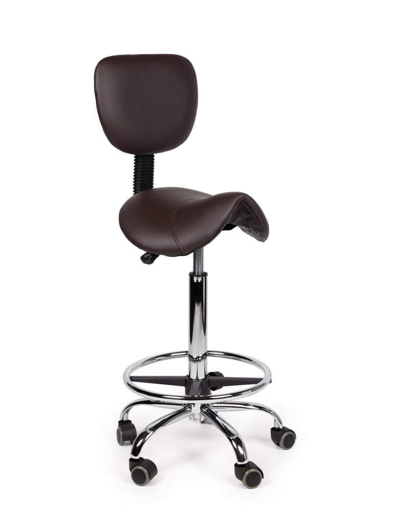 Ergonomische Zadelkruk met Rugleuning Bruin op Wielen