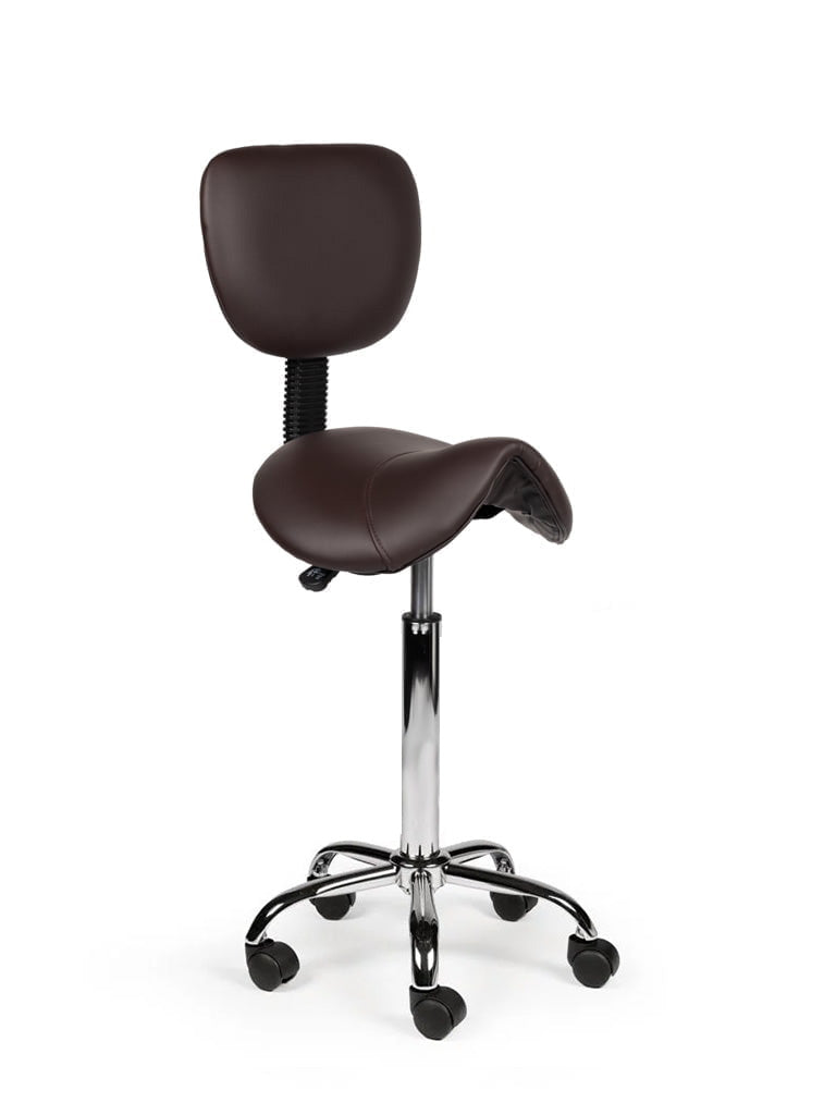 Ergonomische Zadelkruk met Rugleuning Bruin op Wielen