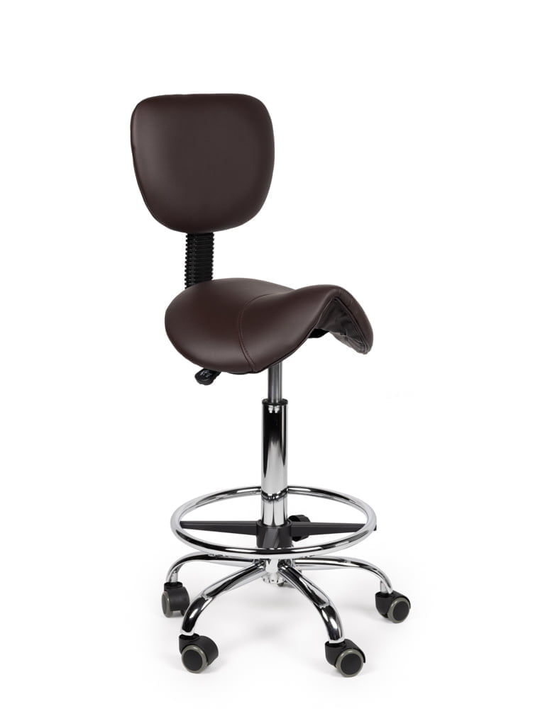 Ergonomische Zadelkruk met Rugleuning Bruin op Wielen