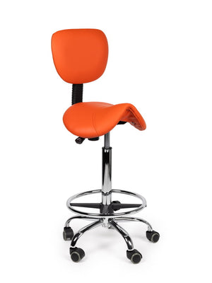 Ergonomische Zadelkruk met Rugleuning Oranje op Wielen