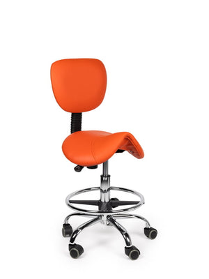 Ergonomische Zadelkruk met Rugleuning Oranje op Wielen