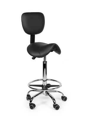 Ergonomische Zadelkruk met Rugleuning Zwart op Wielen
