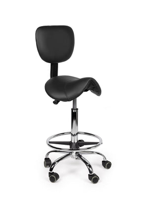 Ergonomische Zadelkruk met Rugleuning Zwart op Wielen